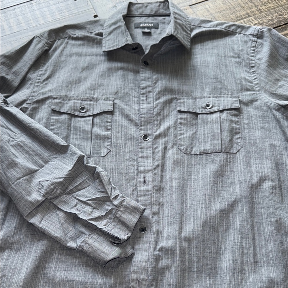 Alfani Gray Button-Up Shirt